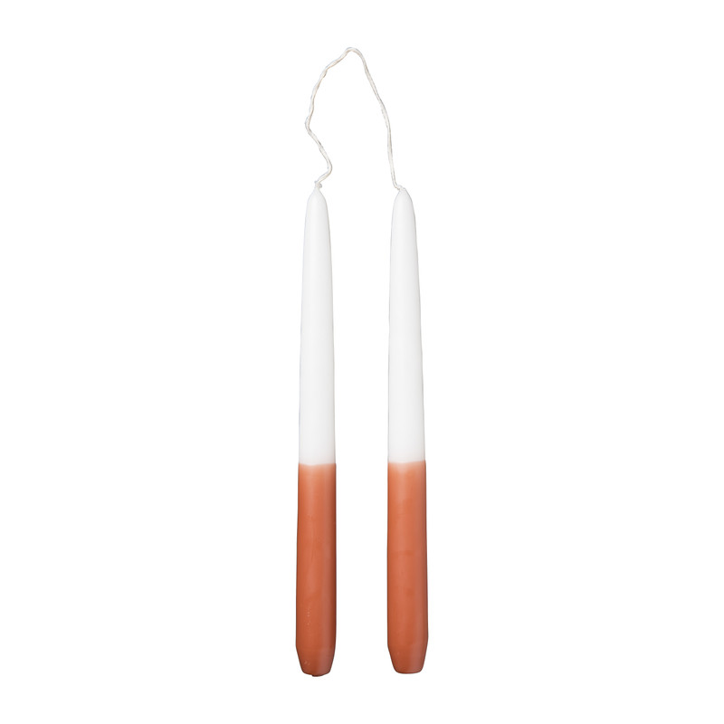Dinerkaarsen - wit/terra - set van 2