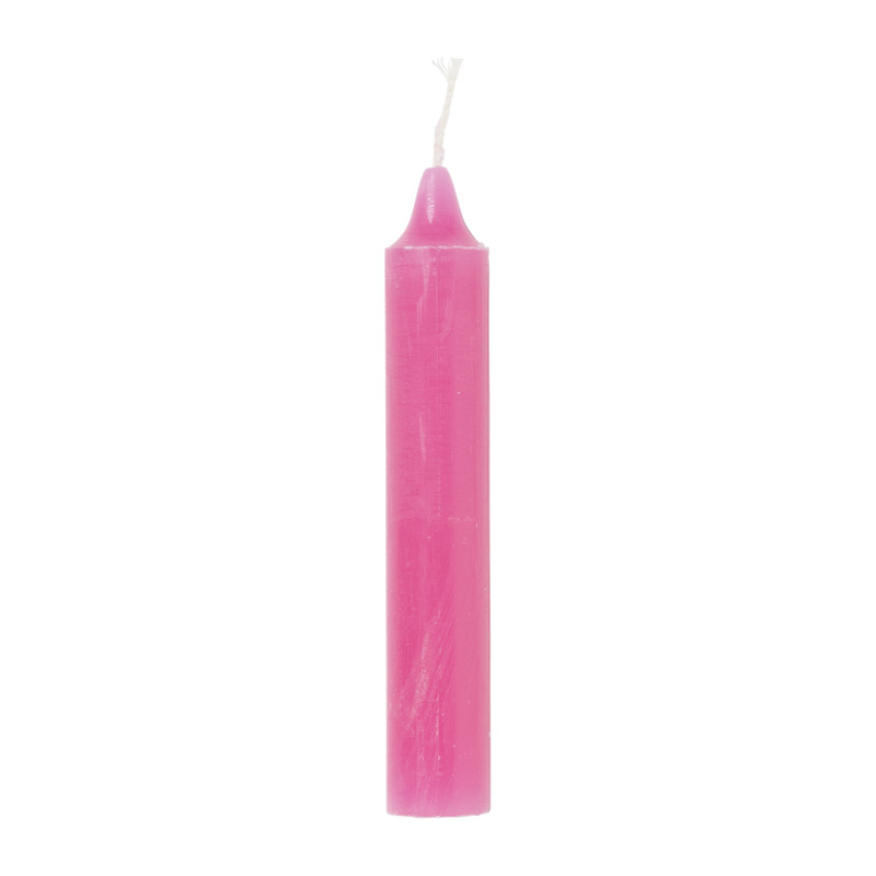 Dinerkaarsen rustiek kort - roze - set van 4