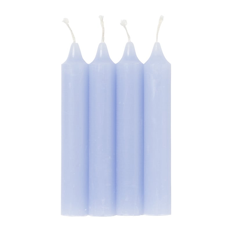 Dinerkaarsen rustiek kort - lichtblauw - set van 4