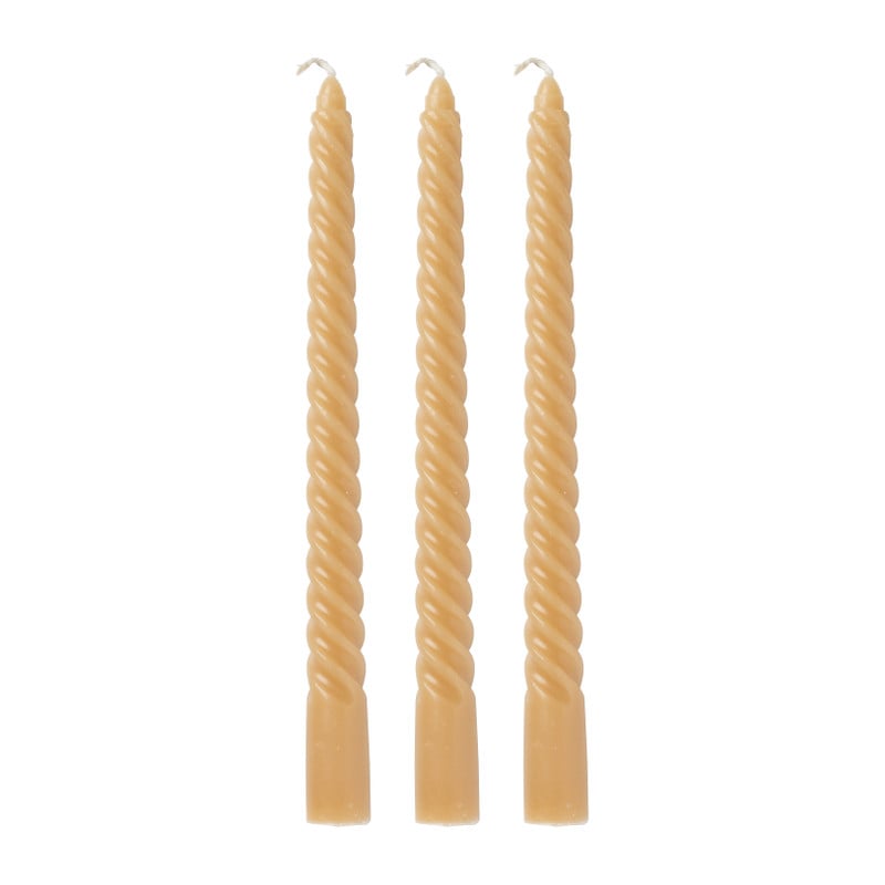 Dinerkaarsen twist - set van 3 - diverse varianten - ø2x25 cm