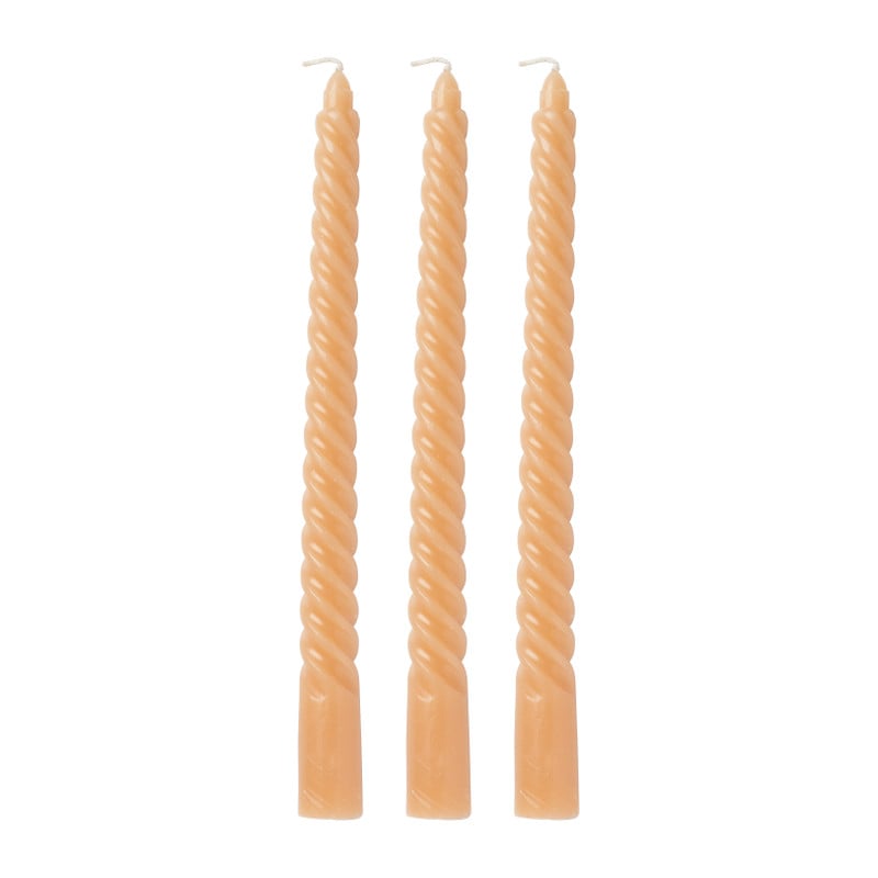 Dinerkaarsen twist - set van 3 - diverse varianten - ø2x25 cm