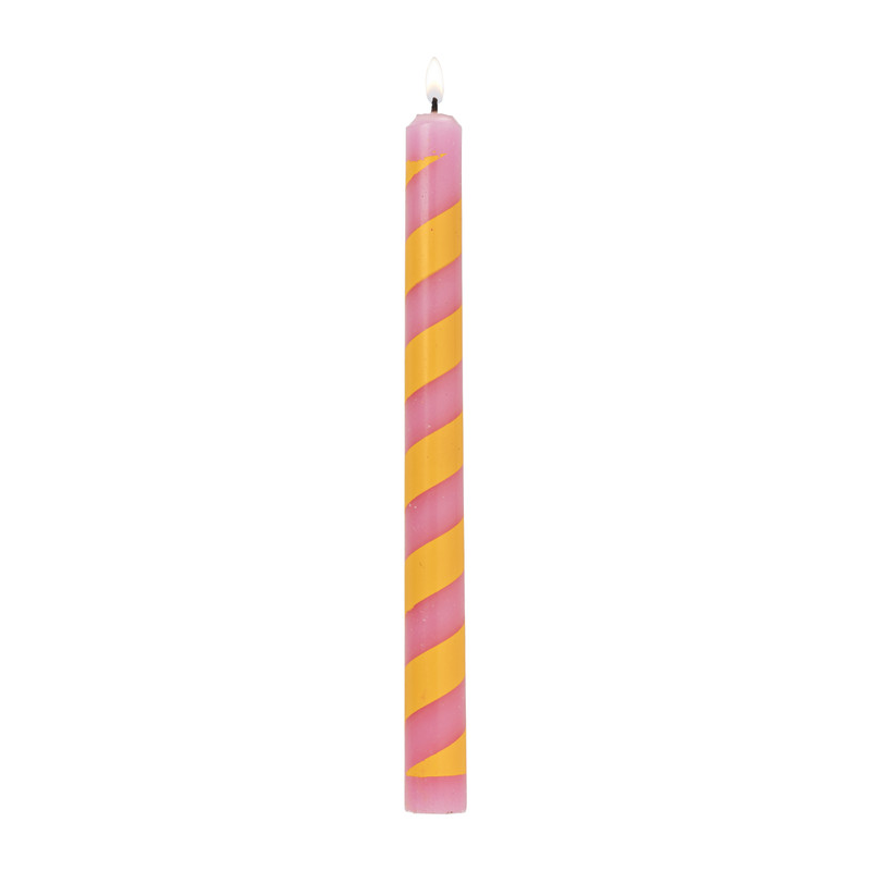 Dinerkaars streep - roze/geel - ø2.15x25 cm