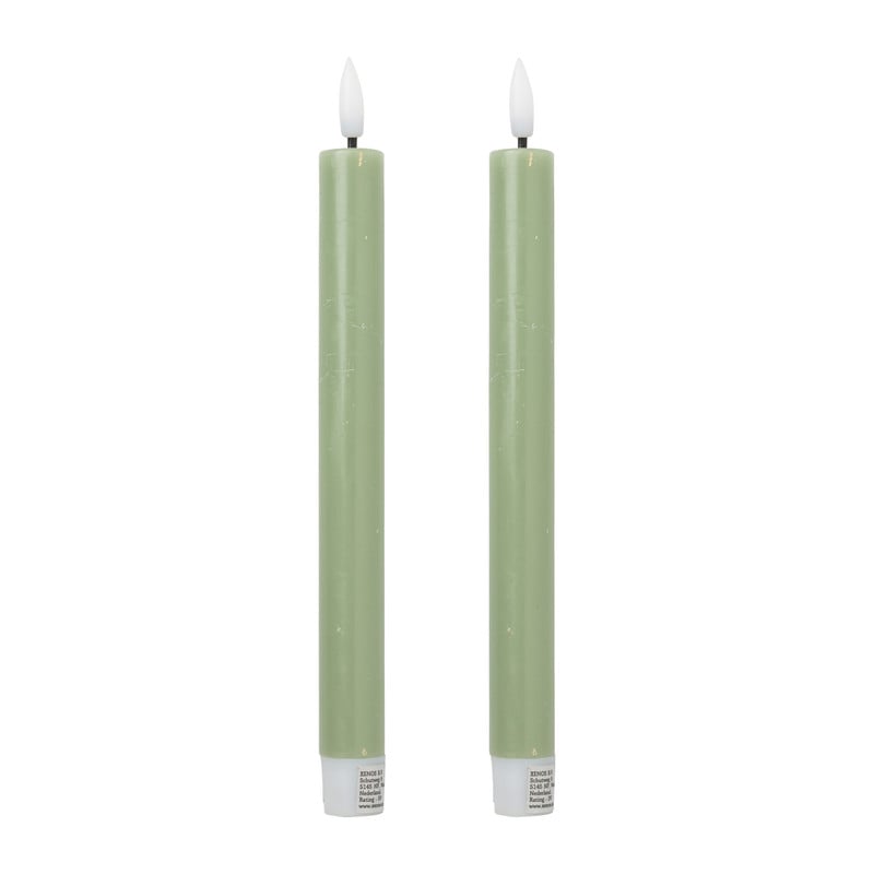 LED dinerkaarsen - groen - set van 2 - ø2.2x24.5 cm