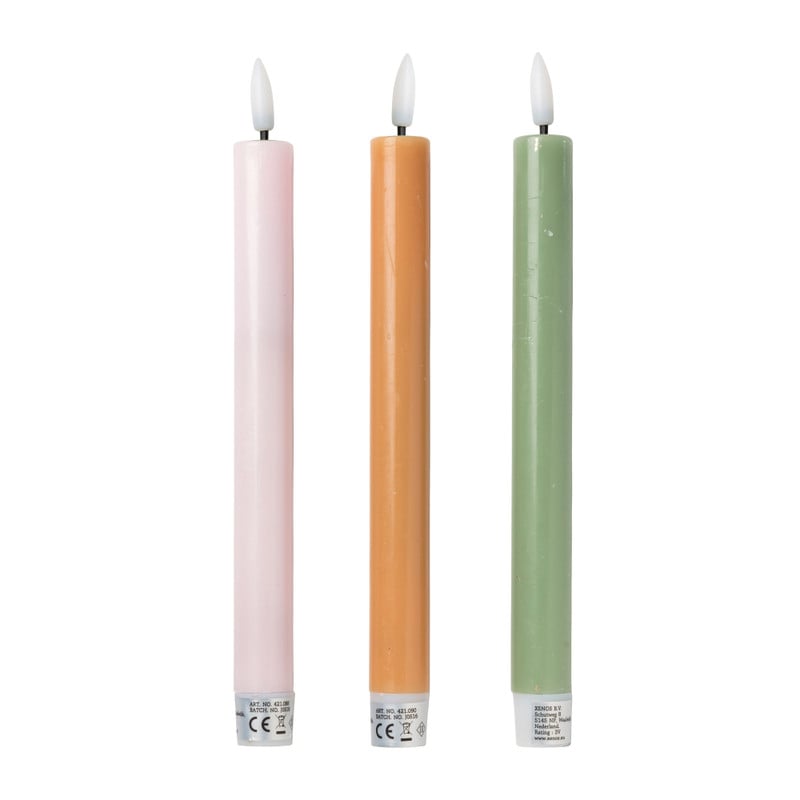 LED dinerkaarsen - taupe - set van 2 - ø2.2x24.5 cm