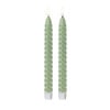 LED dinerkaarsen twist - groen - set van 2 - ø2.2x24.5 cm