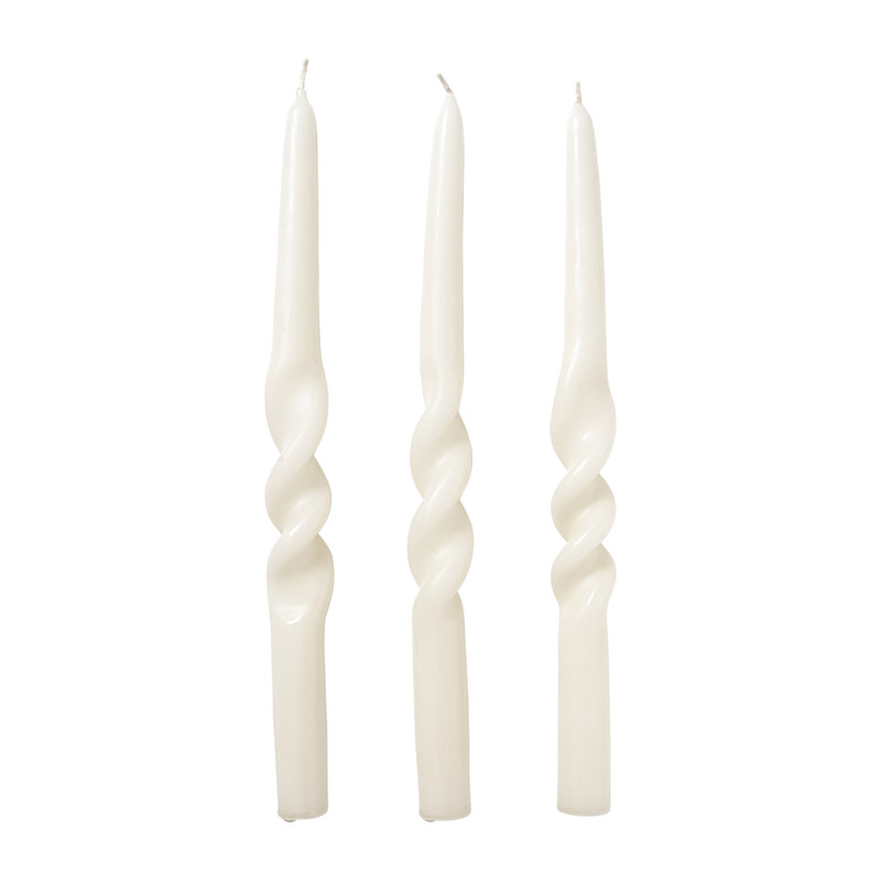 Dinerkaarsen swirl - beige - set van 3