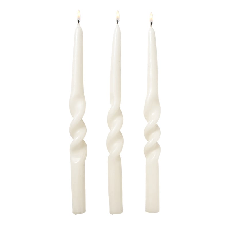 Dinerkaarsen swirl - beige - set van 3