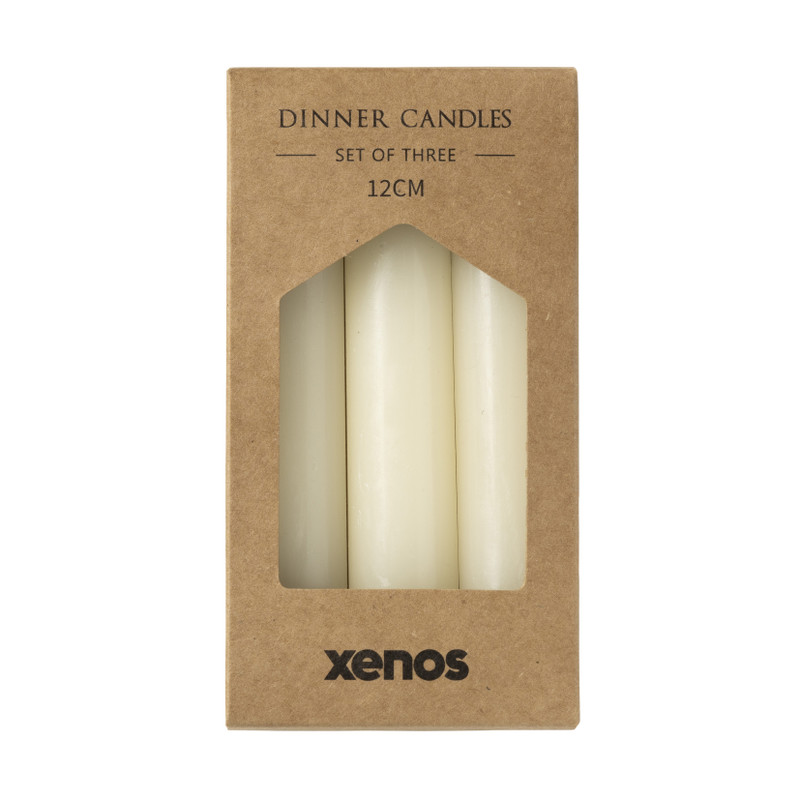 Dinerkaarsjes - set van 3 - wit - ø2x12 cm