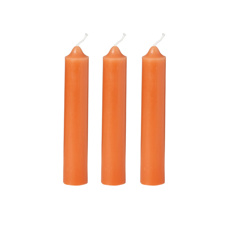 Dinerkaarsjes - set van 3 - oranje - ø2x12 cm
