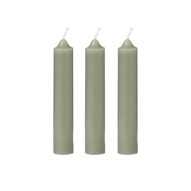 Dinerkaarsjes - set van 3 - groen - ø2x12 cm