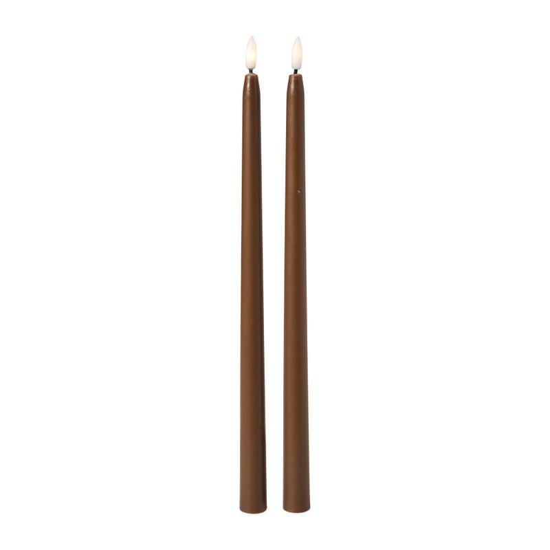 LED dinerkaarsen - donkerbruin - ø2x38 cm - set van 2