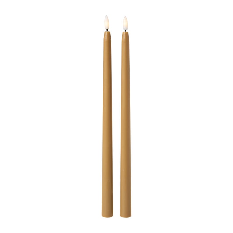 LED dinerkaarsen - beige - ø2x38 cm - set van 2