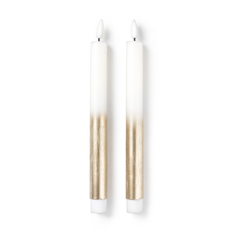 LED dinerkaarsen - dipdye goud - set van 2