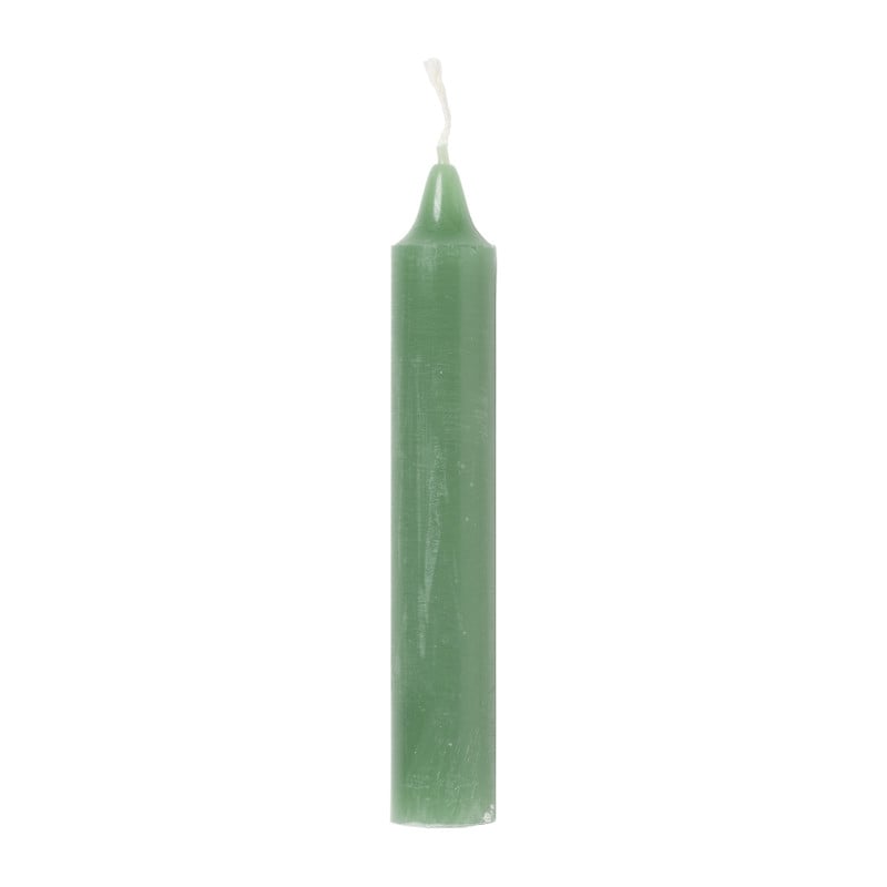 Dinerkaarsen rustiek kort - appelgroen - set van 4