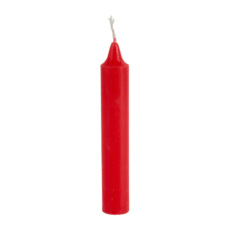 Dinerkaarsen rustiek kort - rood - set van 4
