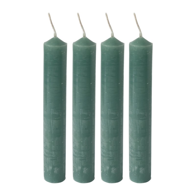 Dinerkaarsen kort - pinegreen - set van 4
