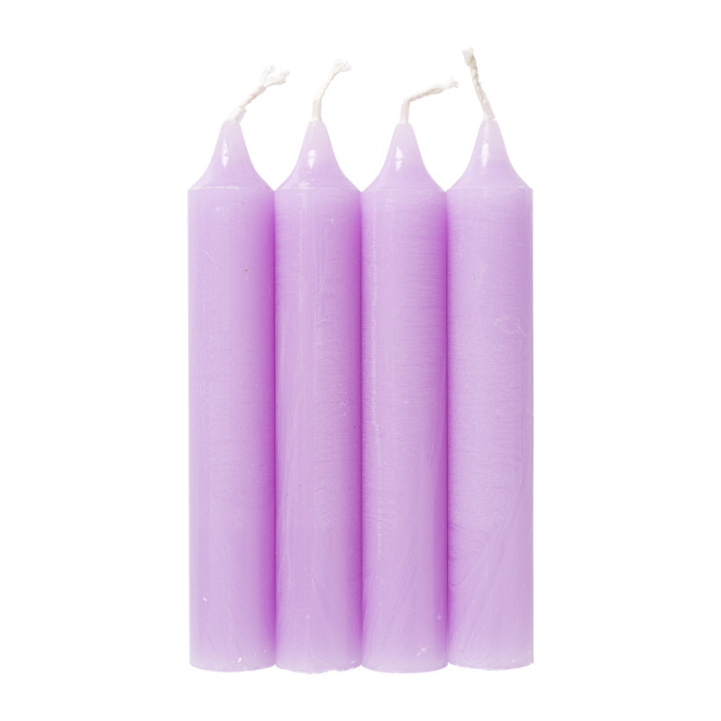 Dinerkaarsen rustiek kort - lila - set van 4