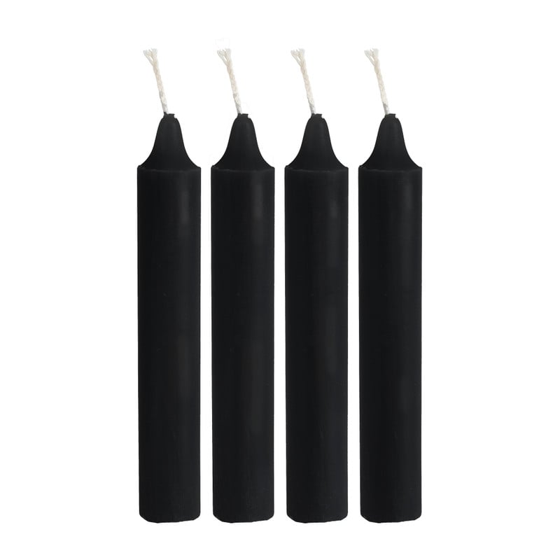 Dinerkaarsen rustiek kort - zwart - set van 4