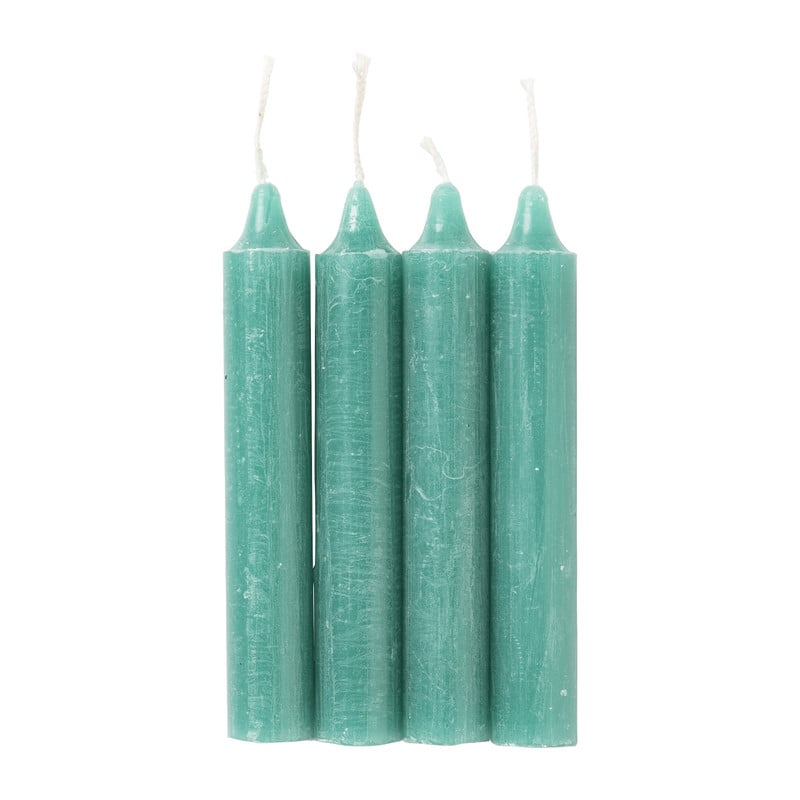 Dinerkaarsen kort - saffier groen - set van 4