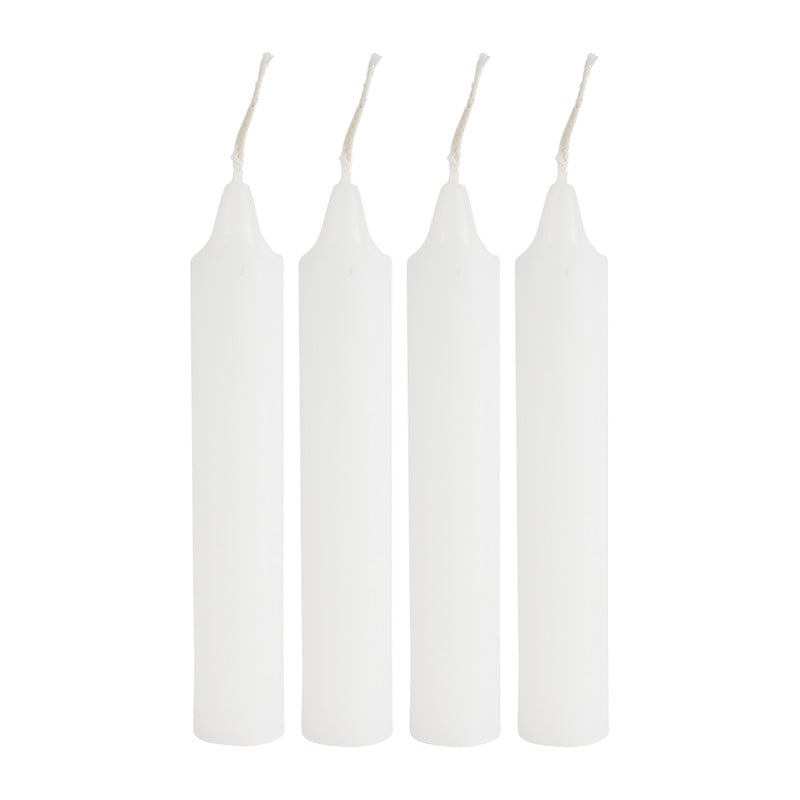 Dinerkaarsjes set van 4 - wit -14 cm