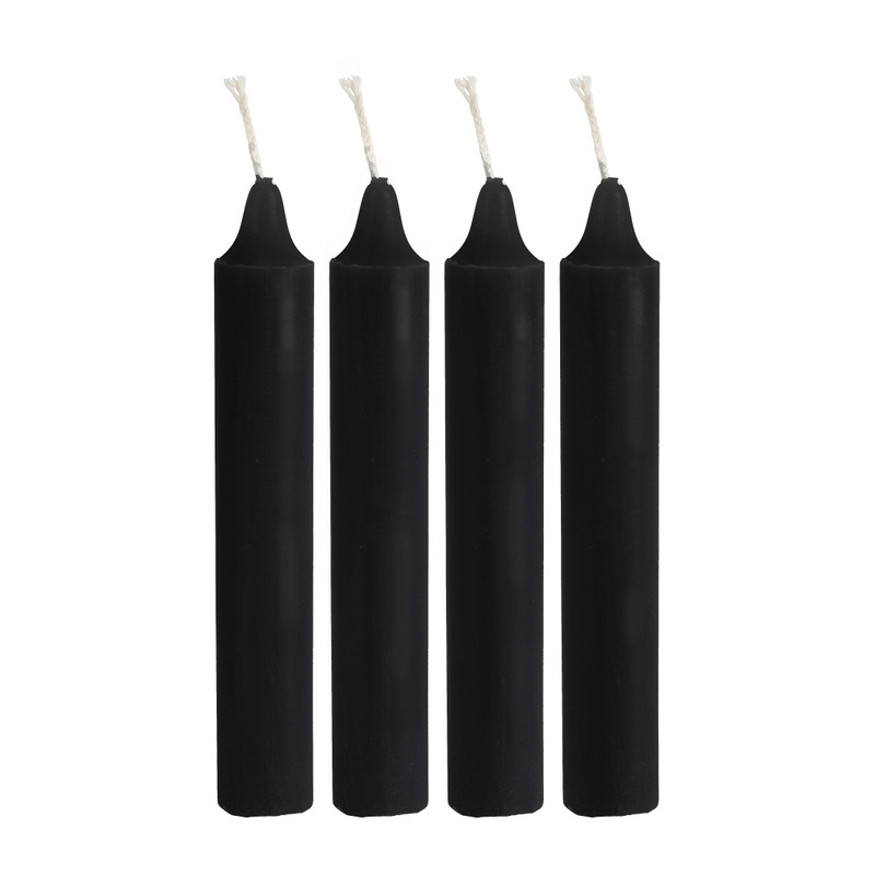 Dinerkaarsjes set van 4 - zwart -14 cm