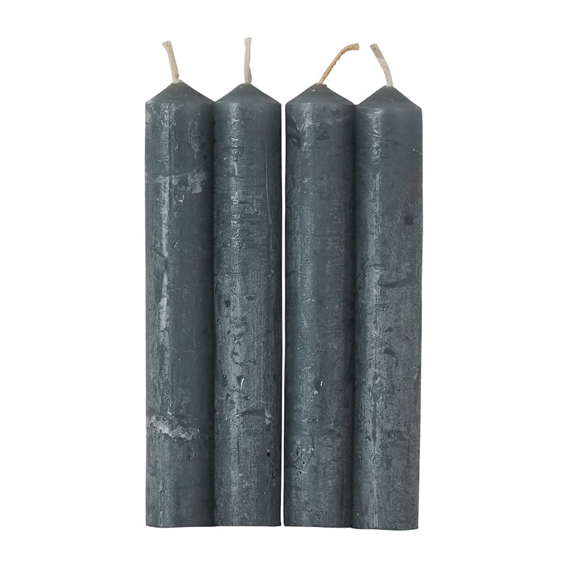 Dinerkaarsjes kort - grijs - set van 4