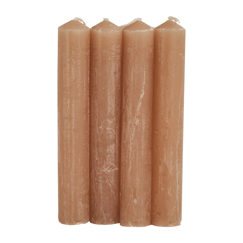 Dinerkaarsjes set van 4 - taupe - 14 cm