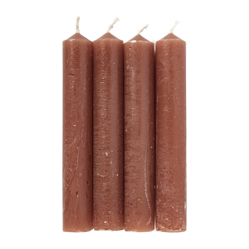 Dinerkaarsjes set van 4 - terra - 14 cm 