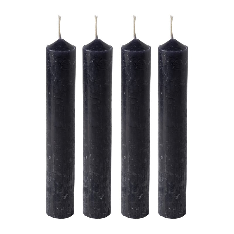Dinerkaarsjes set van 4 - donkerblauw - 14 cm 