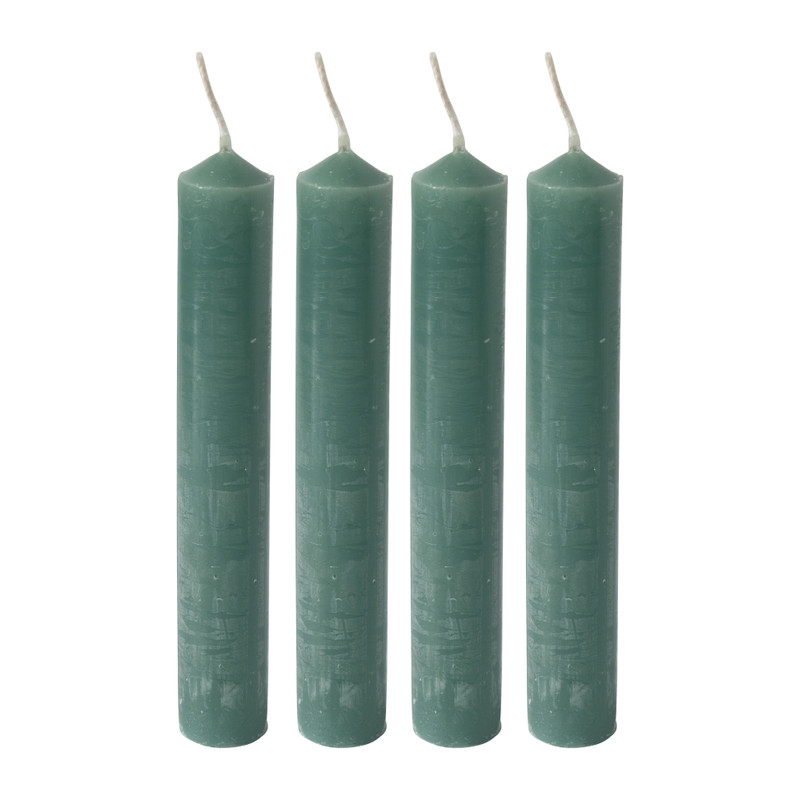 Dinerkaarsjes set van 4 - pine green - 14 cm 
