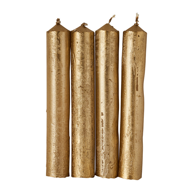 Dinerkaarsjes set van 4 - goudkleurig-14 cm