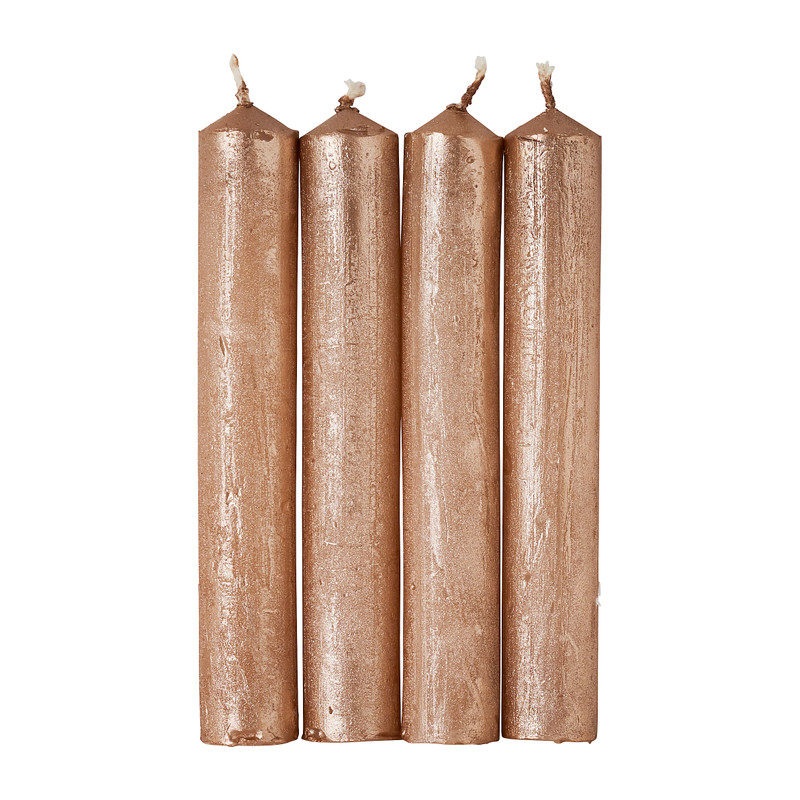 Dinerkaarsjes set van 4 - champagnekleur -14 cm