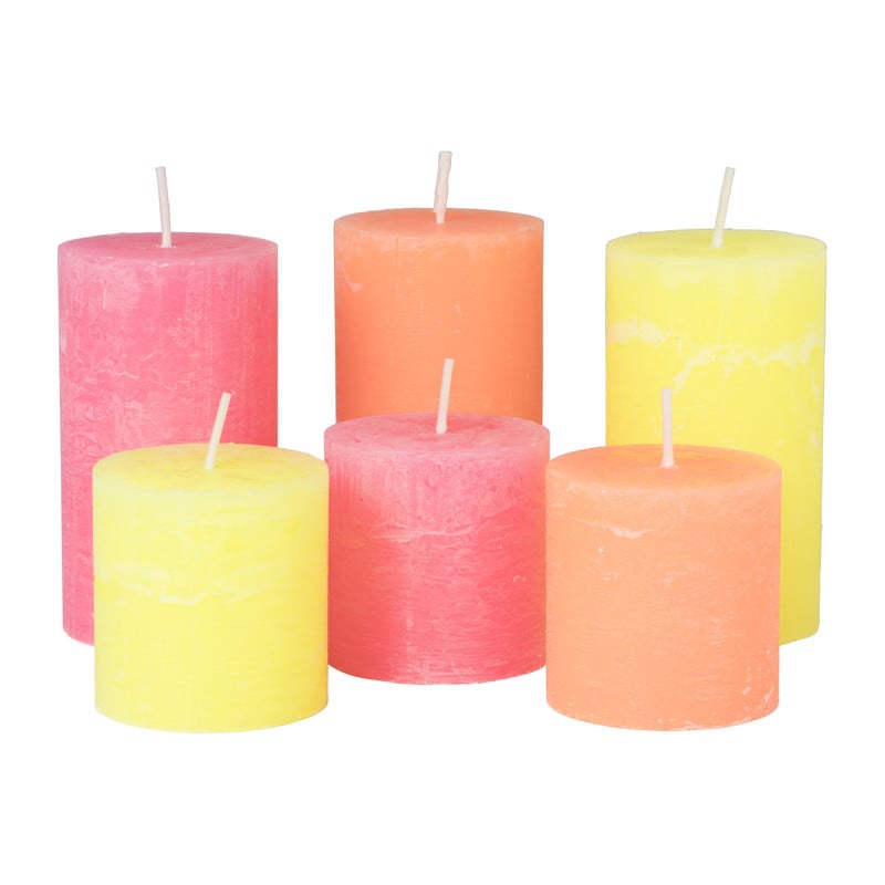 Neon kaars klein - roze - ø 6.8 x 7 cm