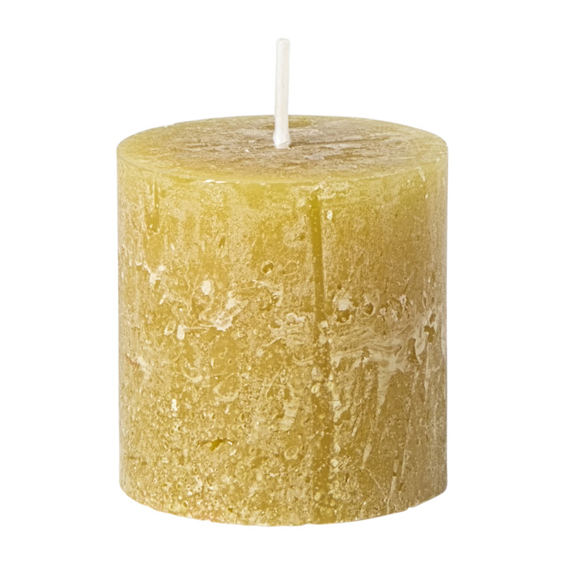 Kaars rustiek - olijfgroen - ø7x7 cm