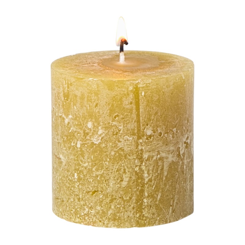 Kaars rustiek - olijfgroen - ø7x7 cm
