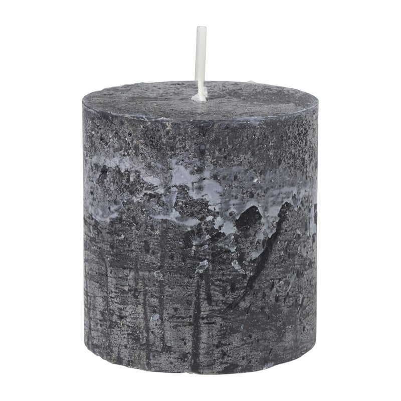 Kaars rustiek - zwart - ø7x7 cm