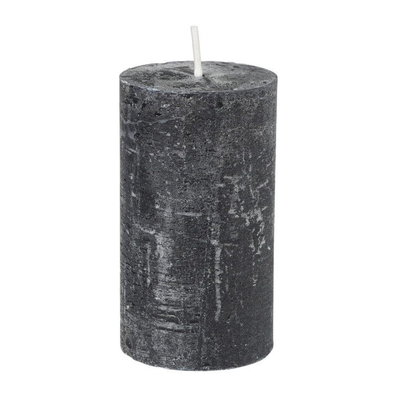 Kaars rustiek - zwart - ø7x12 cm
