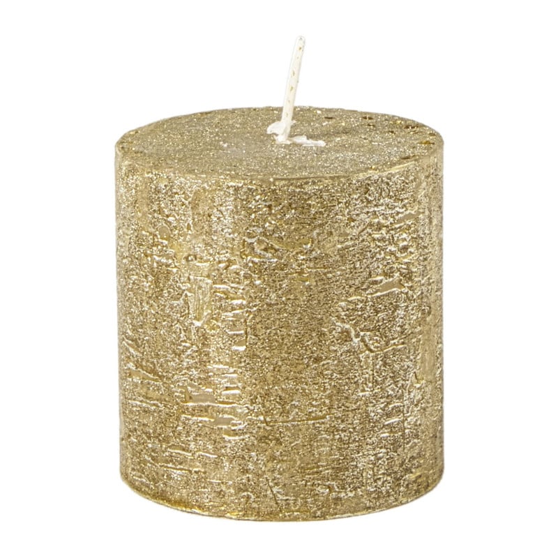 Kaars rustiek - goud - ø7x7 cm 