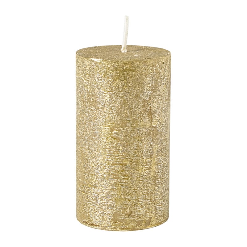 Kaars rustiek - goud - ø7x12 cm 