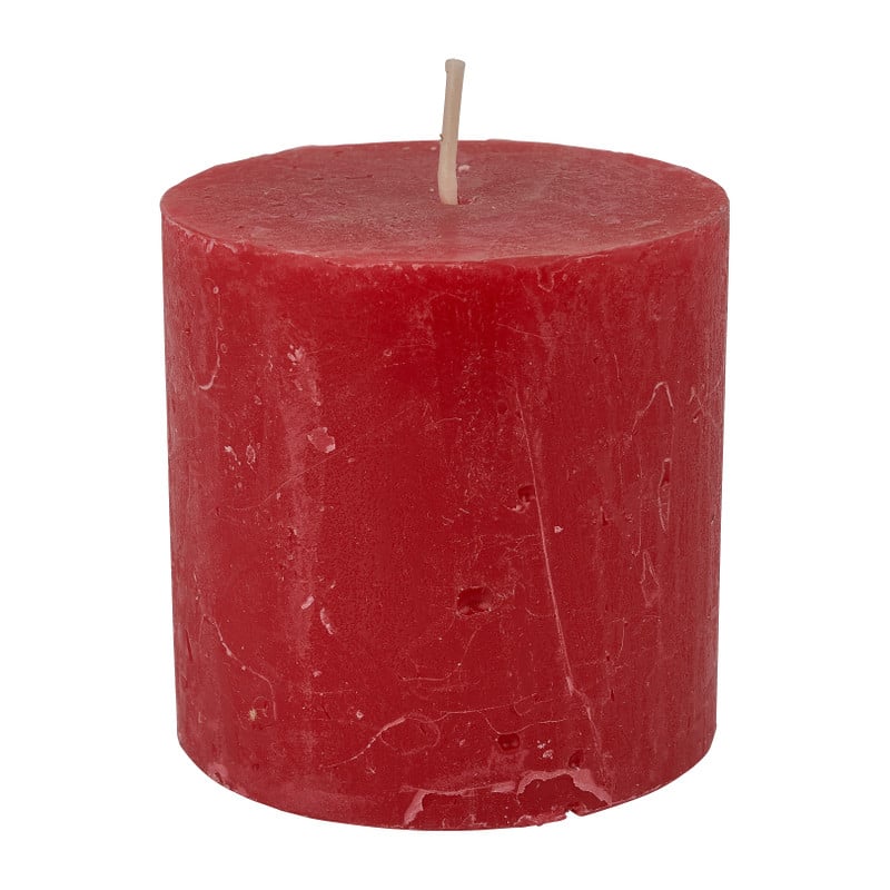 Kaars rustiek - rood - ø7x7 cm 
