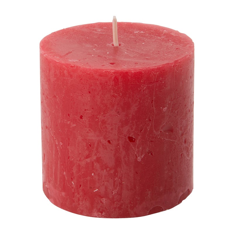 Kaars rustiek - rood - ø7x7 cm 