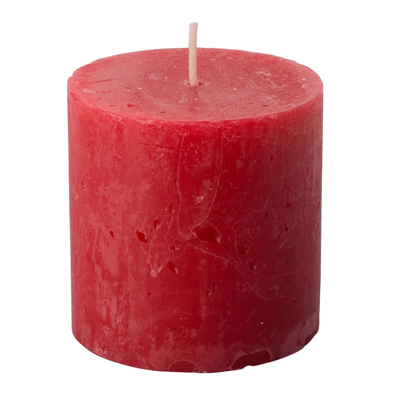 Kaars rustiek - rood - ø7x7 cm 