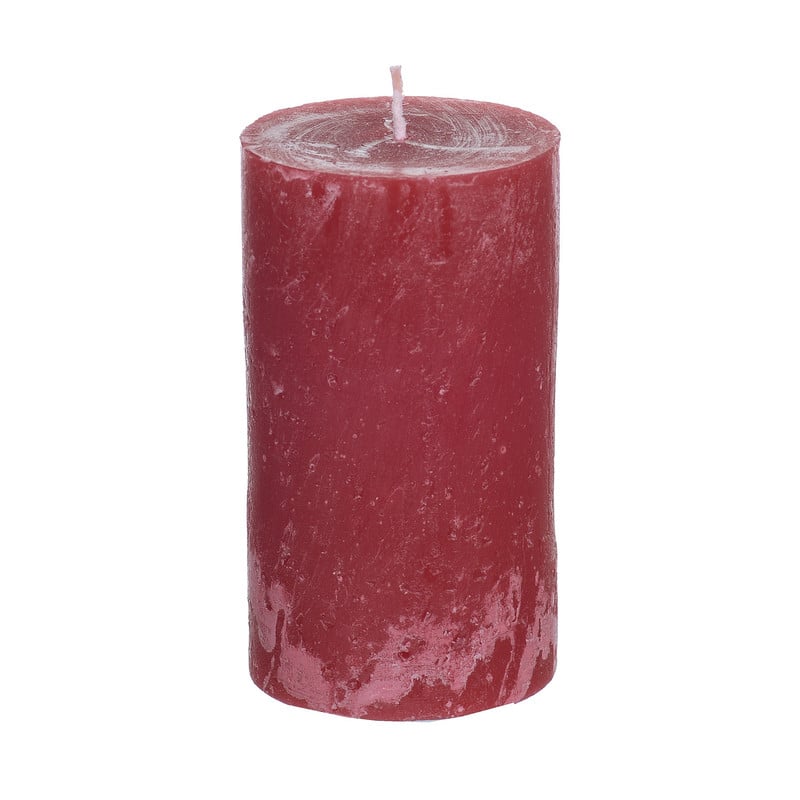 Kaars rustiek - rood - ø7x12 cm