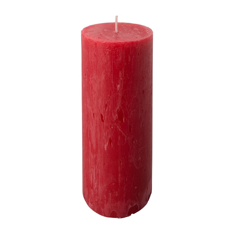 Kaars rustiek - rood - ø7x18 cm