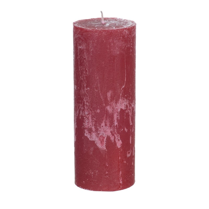 Kaars rustiek - rood - ø7x18 cm