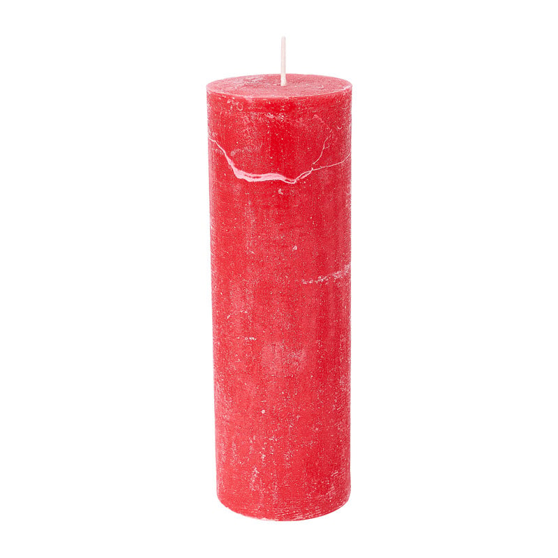 Kaars rustiek - rood - ø5x15 cm