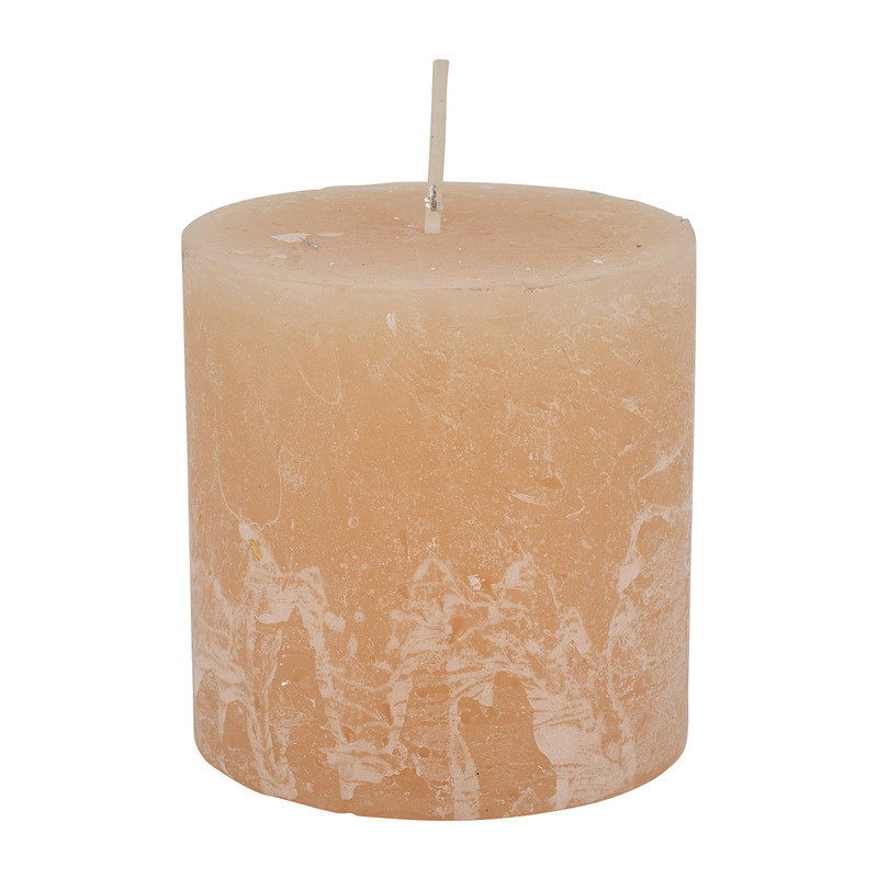 Kaars rustiek - beige - 7x7 cm 