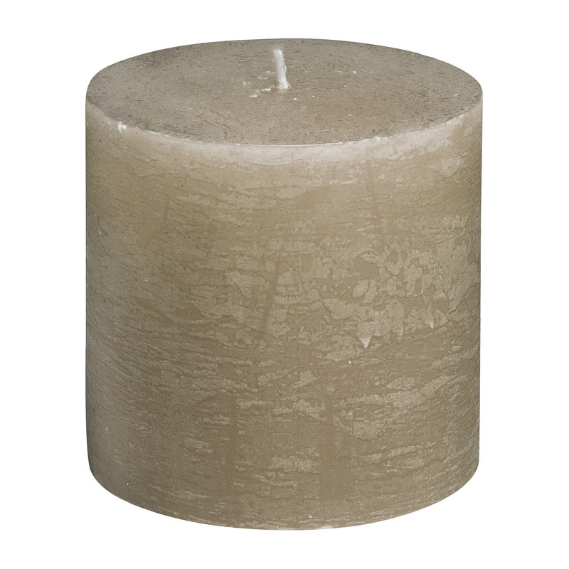 Kaars rustiek - taupe - 7x7 cm