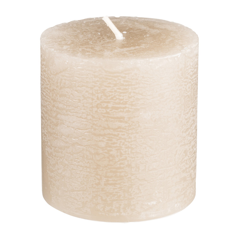 Kaars rustiek - taupe - 7x7 cm