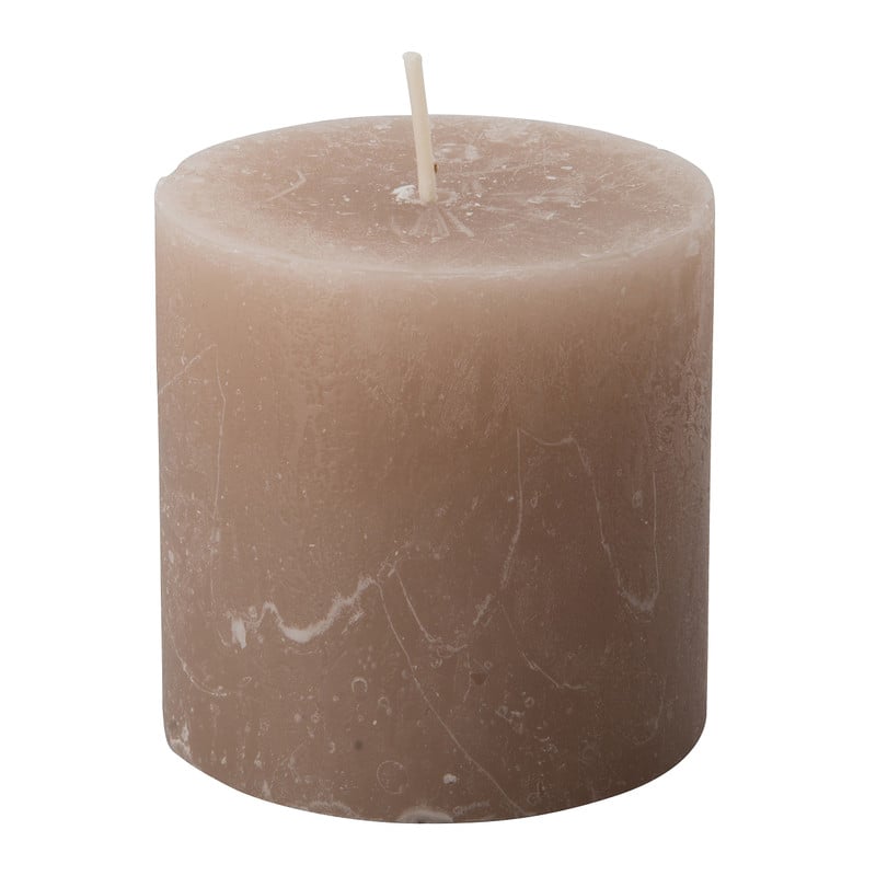 Kaars rustiek - taupe - 7x7 cm